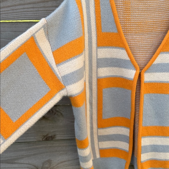 Annie wear orange grey modern retro patterned sweater cardigan large oversized - Picture 3 of 4